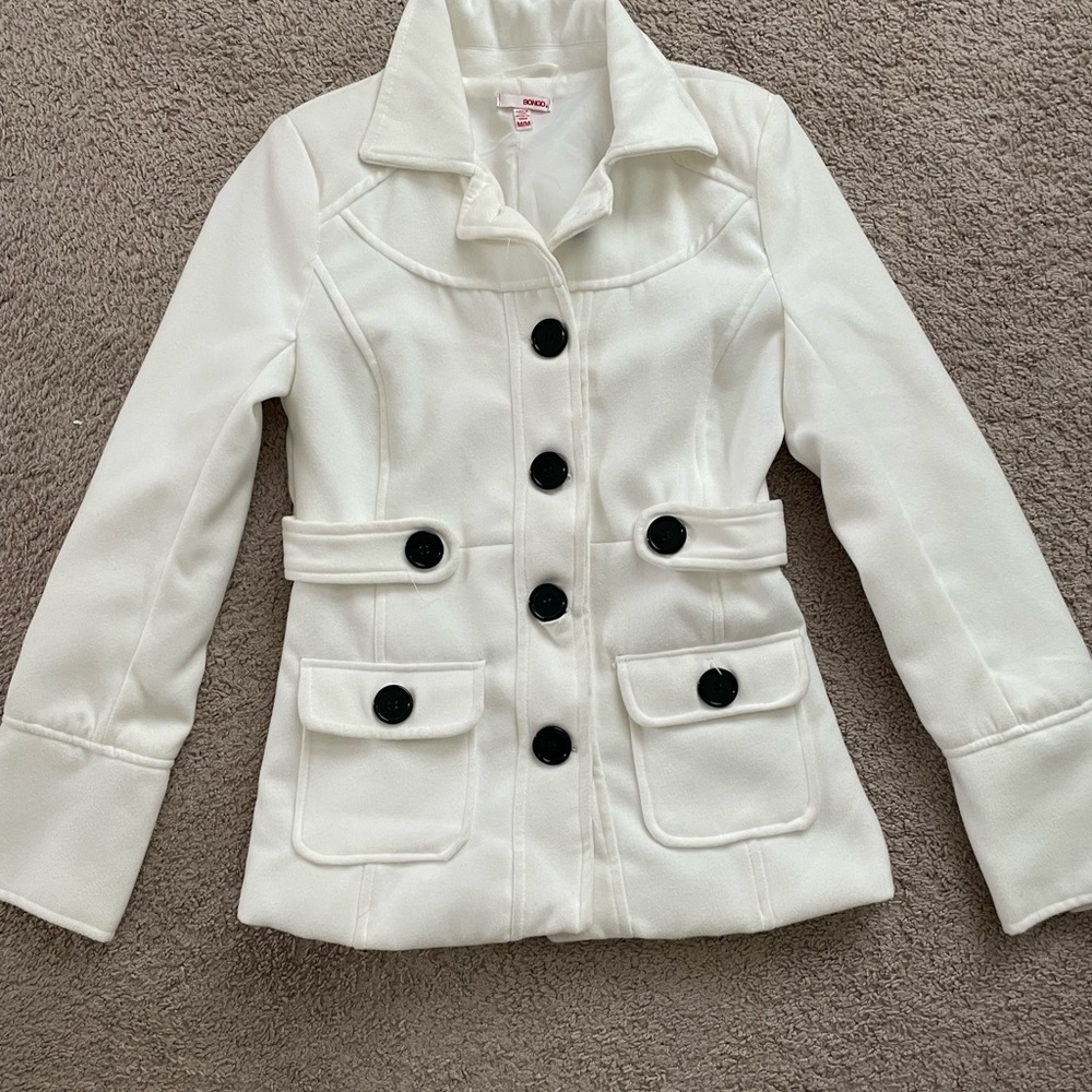 Bongo White Medium Women’s Juniors Pea Coat